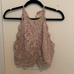 H&M Cream Lace Crop Top *missing button*